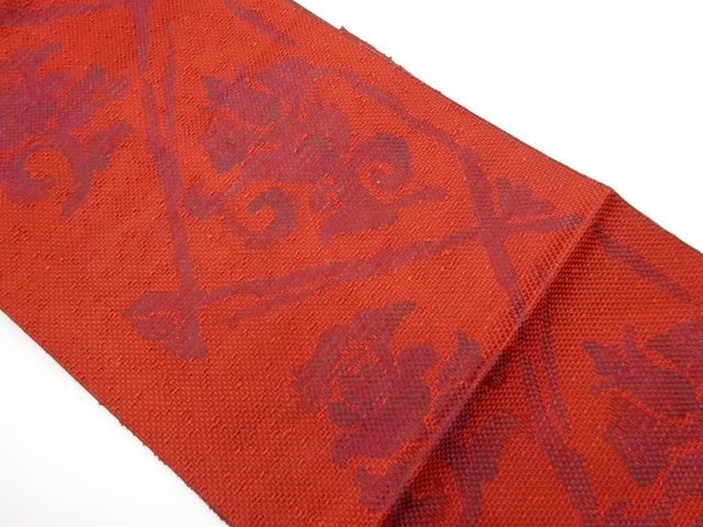 JAPANESE NAGOYA OBI / WOVEN FLOWER ARABESQUE